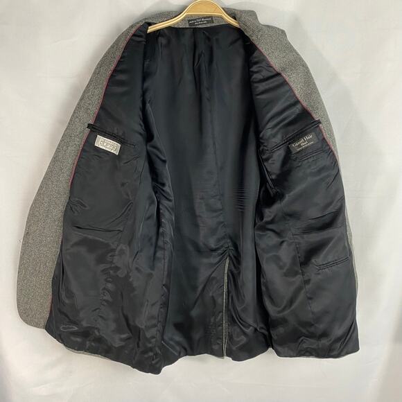 VTG Gianfranco Ruffini Italy Herringbone Sport Coat Blazer Men 44L Gray Preppy - Picture 6 of 14